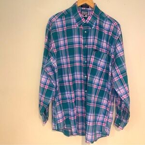 FACONNABLE plaid shirt men’s XL dress button down long sleeve striped preppy